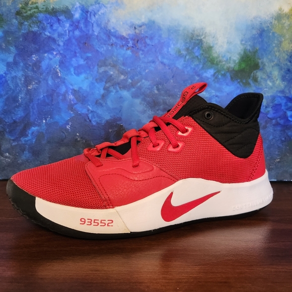 Nike Men's PG 3 Basketball Shoes, University Red/White/Black, Size: 9 - Picture 2 of 16
